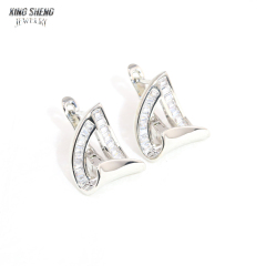 Luxury Design New Design Pass Diamond Tester GRA Certificate S925 Silver Iced Out Baguette Moissanite Earrings