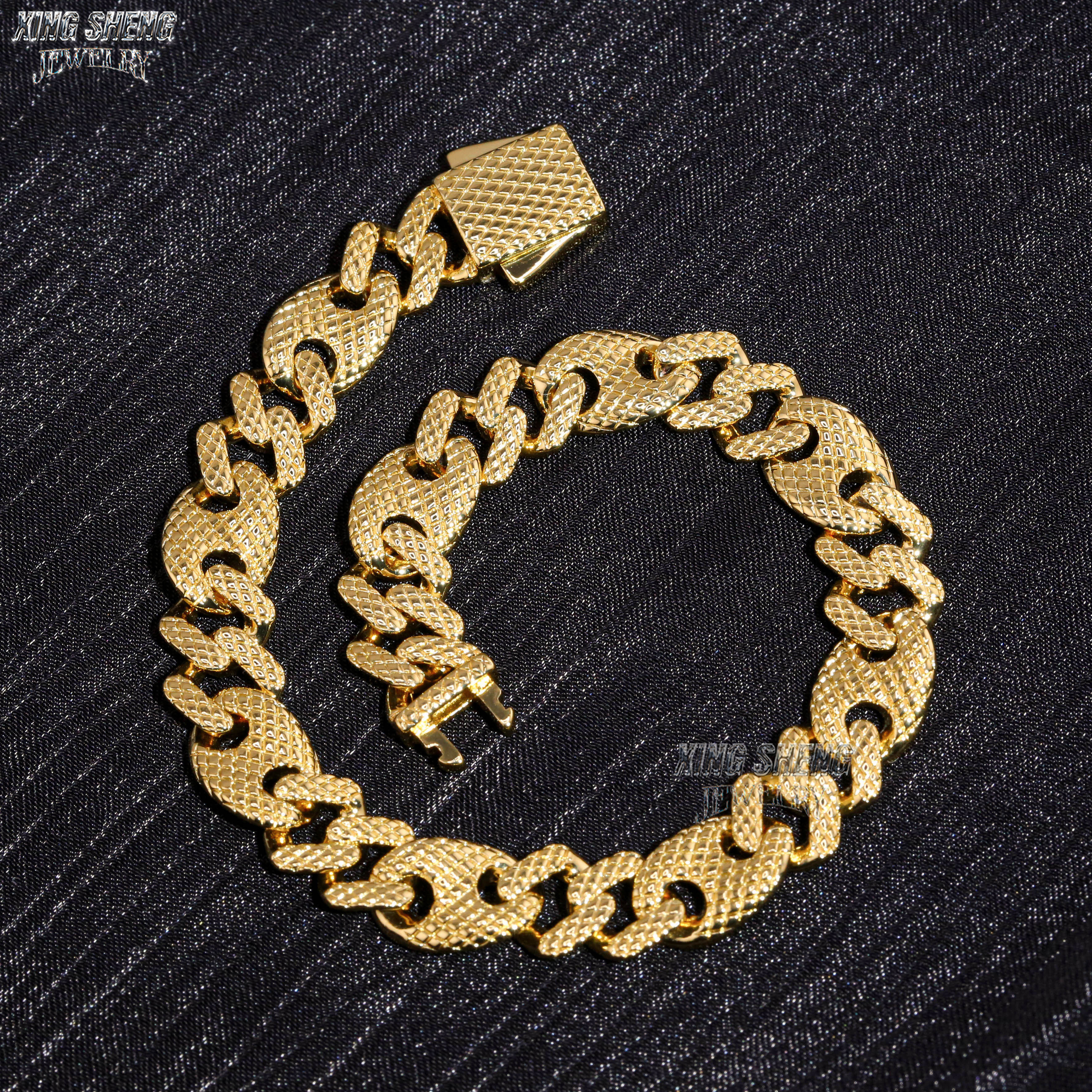 Classic 8MM Width Sterling Silver 925 Cuban Chain Hip Hop Plain Cuban Link Chain