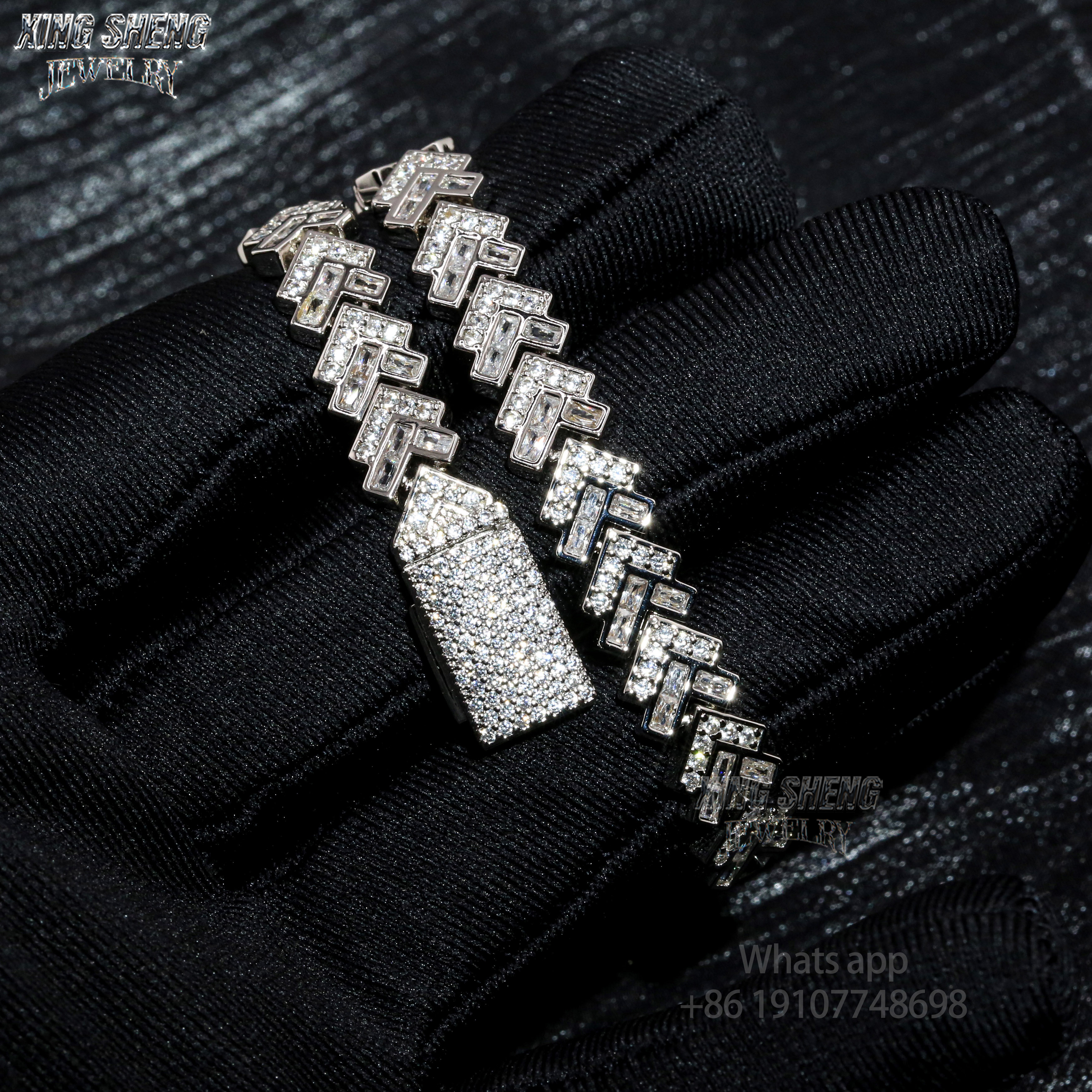 Pass Diamond Tester 9mm Rapper Man Luxury Jewelry Hip Hop Iced Out VVS1 Moissanite Diamond Cuban Bracelet