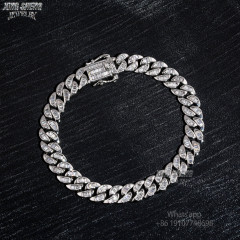 Hot Selling Design Fashion Pass Diamond Tester 8MM Rapper Man Hip Hop Iced Out VVS1 Moissanite Diamond S925 Silver Cuban Bracelet