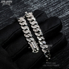 Hot Selling Design Fashion Pass Diamond Tester 8MM Rapper Man Hip Hop Iced Out VVS1 Moissanite Diamond S925 Silver Cuban Bracelet