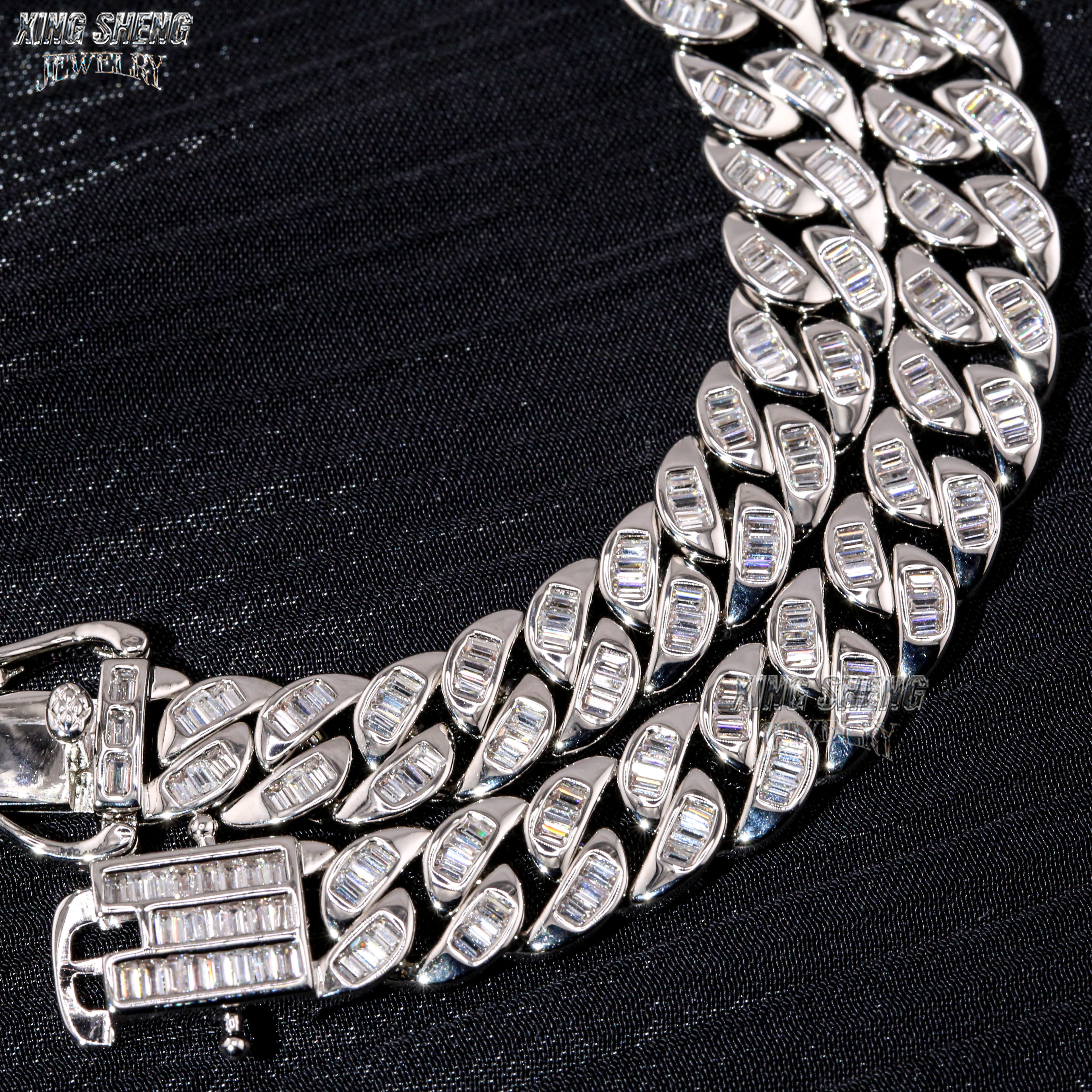 Hot Selling Design Fashion Pass Diamond Tester 8MM Rapper Man Hip Hop Iced Out VVS1 Moissanite Diamond S925 Silver Cuban Bracelet