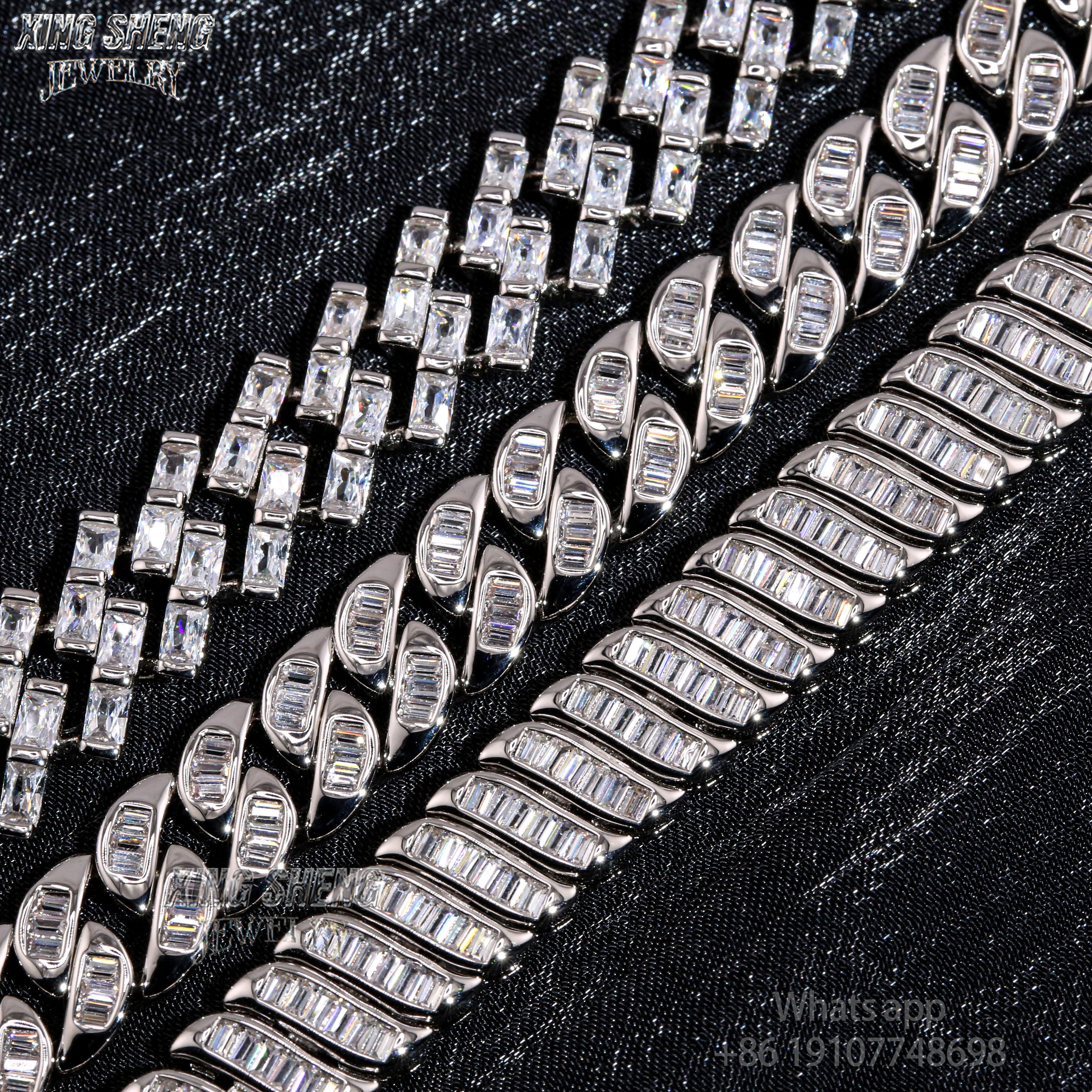 Hot Selling Design Fashion Pass Diamond Tester 8MM Rapper Man Hip Hop Iced Out VVS1 Moissanite Diamond S925 Silver Cuban Bracelet