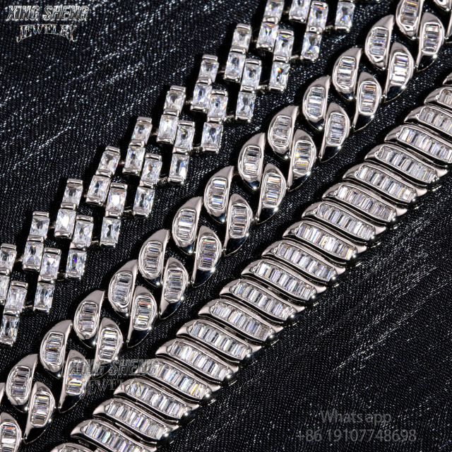 Hot Selling Design Fashion Pass Diamond Tester 8MM Rapper Man Hip Hop Iced Out VVS1 Moissanite Diamond S925 Silver Cuban Bracelet