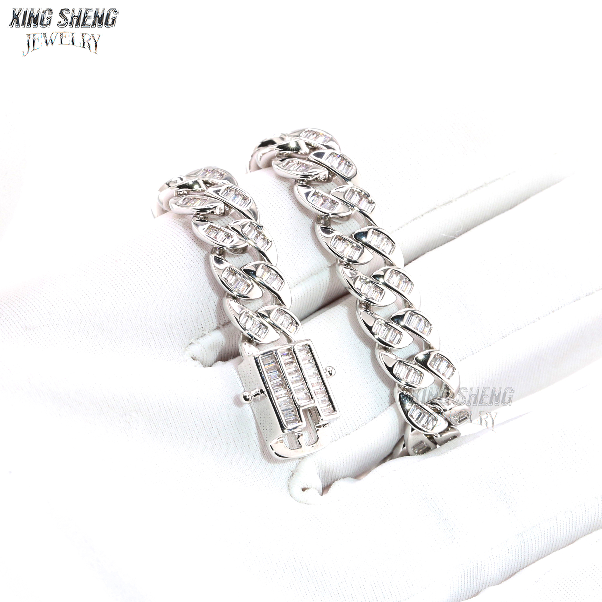 Hot Selling Design Fashion Pass Diamond Tester 8MM Rapper Man Hip Hop Iced Out VVS1 Moissanite Diamond S925 Silver Cuban Bracelet