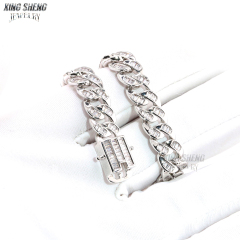 Hot Selling Design Fashion Pass Diamond Tester 8MM Rapper Man Hip Hop Iced Out VVS1 Moissanite Diamond S925 Silver Cuban Bracelet