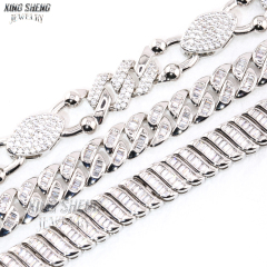 Hot Selling Design Fashion Pass Diamond Tester 8MM Rapper Man Hip Hop Iced Out VVS1 Moissanite Diamond S925 Silver Cuban Bracelet