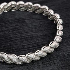 Fashion Hip Hip Jewelry 8mm Gold Plated 925 Sterling Silver Vvs Moissanite Diamond Twist Bangle Bracelet for Men