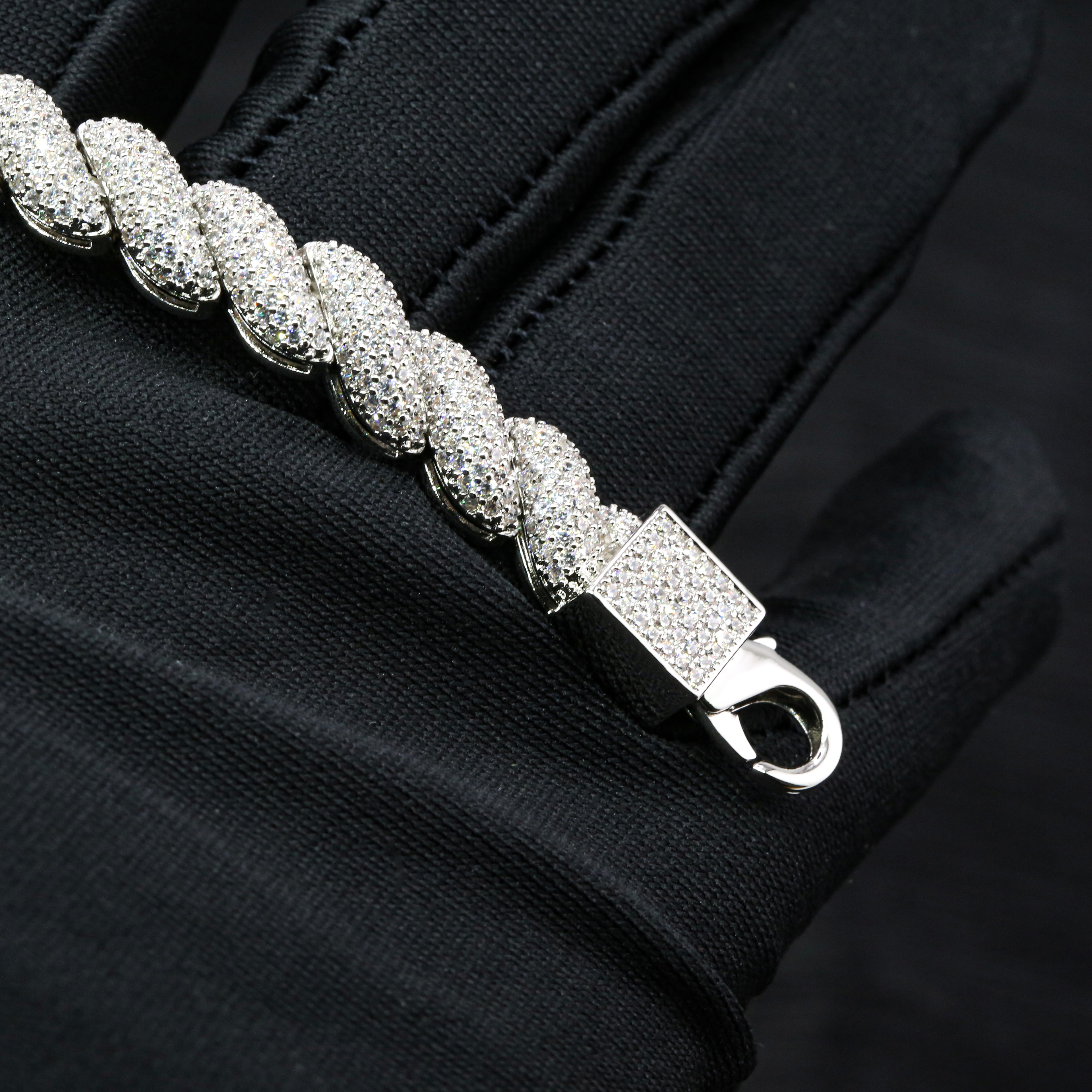 Fashion Hip Hip Jewelry 8mm Gold Plated 925 Sterling Silver Vvs Moissanite Diamond Twist Bangle Bracelet for Men