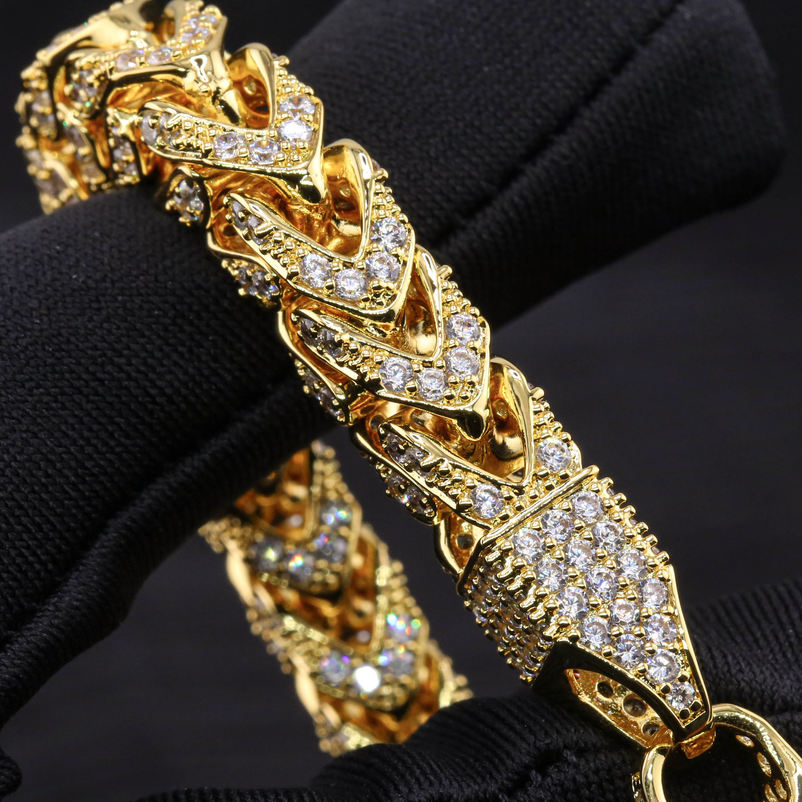 New Design 8mm Fully Iced Out Hollow 925 Sterling Silver Hip Hop Moissanite Chain Necklace