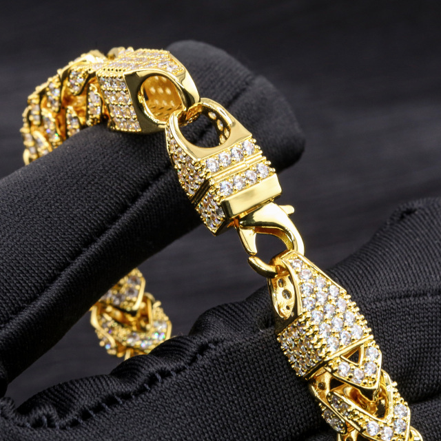 New Design 8mm Fully Iced Out Hollow 925 Sterling Silver Hip Hop Moissanite Chain Necklace