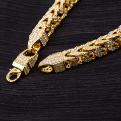 New Design 8mm Fully Iced Out Hollow 925 Sterling Silver Hip Hop Moissanite Chain Necklace