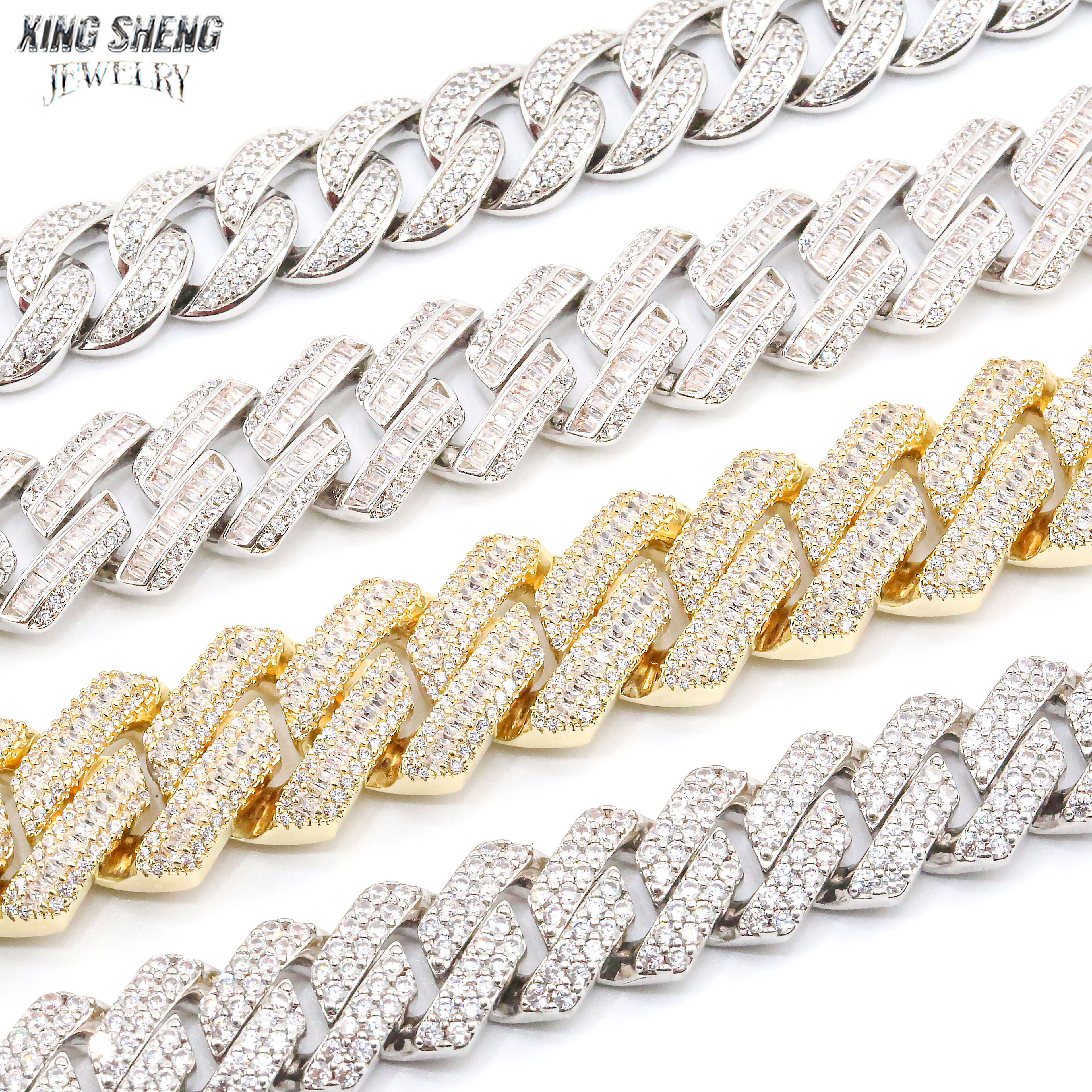 Hot Sale Hiphop Rapper 925 Sterling Silver Hand Setting Iced Out VVS1 Moissanite Diamond Cuban Link Chain