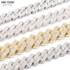 Hot Sale Hiphop Rapper 925 Sterling Silver Hand Setting Iced Out VVS1 Moissanite Diamond Cuban Link Chain