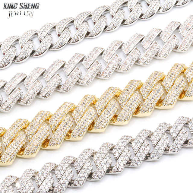 Hot Sale Hiphop Rapper 925 Sterling Silver Hand Setting Iced Out VVS1 Moissanite Diamond Cuban Link Chain