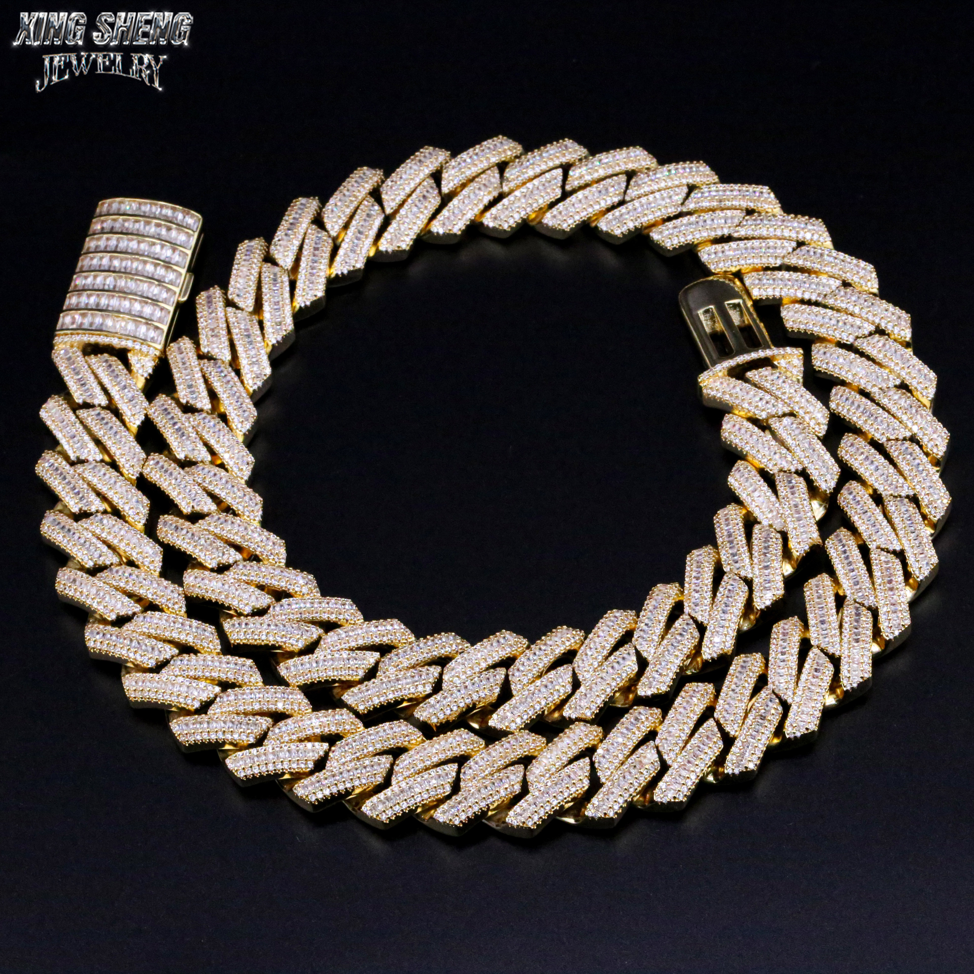 New Arrivals Fashion Popular Box Clasp Pass Diamond Tester S925 16 mm Iced Out Hip Hop VVS1 Baguette Moissanite Diamond Miami Cuban Link Men