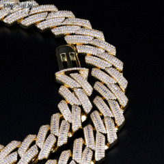 New Arrivals Fashion Popular Box Clasp Pass Diamond Tester S925 16 mm Iced Out Hip Hop VVS1 Baguette Moissanite Diamond Miami Cuban Link Men