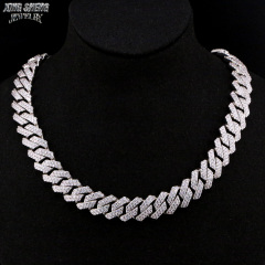 Hot Sale Hiphop Rapper 925 Sterling Silver Hand Setting Iced Out VVS1 Moissanite Diamond Cuban Link Chain