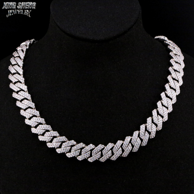 Hot Sale Hiphop Rapper 925 Sterling Silver Hand Setting Iced Out VVS1 Moissanite Diamond Cuban Link Chain