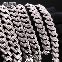 Hot Sale Hiphop Rapper 925 Sterling Silver Hand Setting Iced Out VVS1 Moissanite Diamond Cuban Link Chain