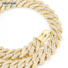 New Arrivals Fashion Popular Box Clasp Pass Diamond Tester S925 16 mm Iced Out Hip Hop VVS1 Baguette Moissanite Diamond Miami Cuban Link Men
