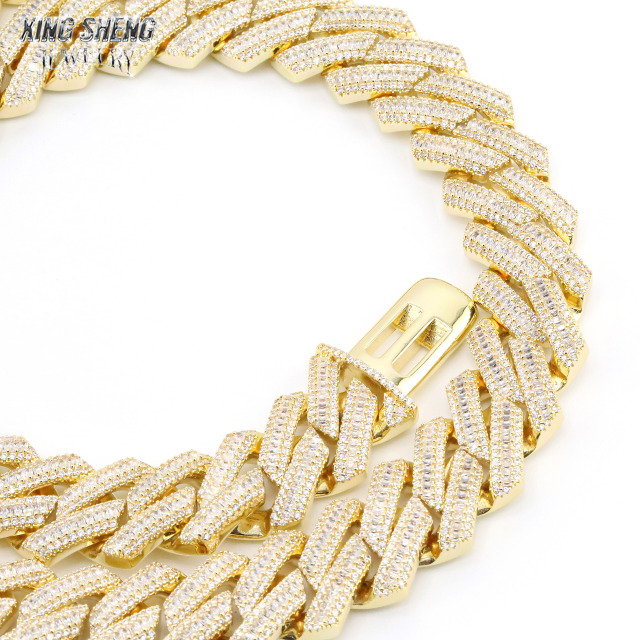 New Arrivals Fashion Popular Box Clasp Pass Diamond Tester S925 16 mm Iced Out Hip Hop VVS1 Baguette Moissanite Diamond Miami Cuban Link Men