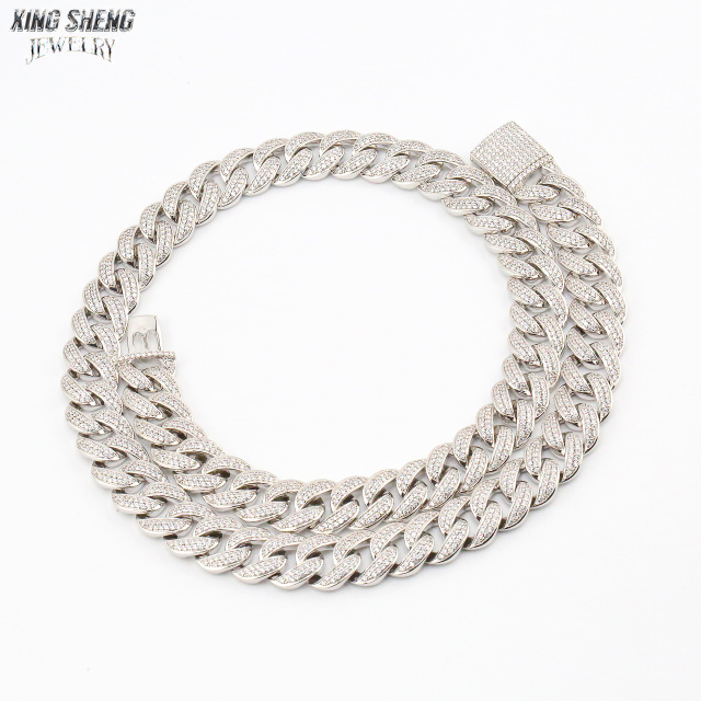 Pass Diamond Tester Promotion 14mm Hip Hop Jewelry Cuban Link Chain Iced Out Diamond Moissanite D Color VVS 925 Silver Necklace