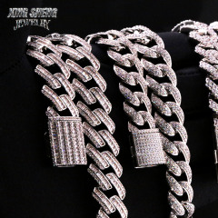 GRA Certified Men Jewelry Necklace Pass Diamond Tester 925 Sterling Silver 15MM Baguette VVS Moissanite Iced Out Cuban Link Chain