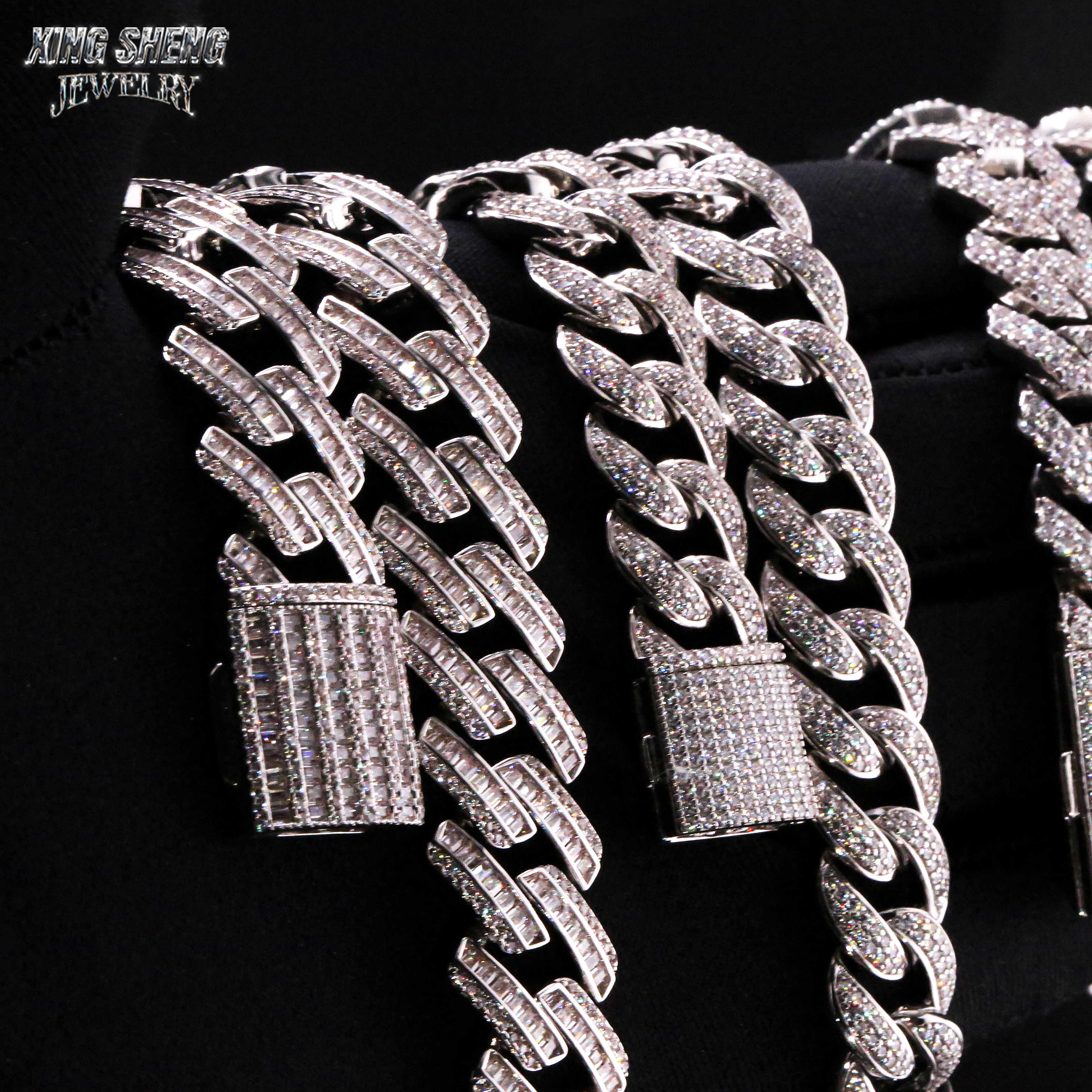 Pass Diamond Tester Promotion 14mm Hip Hop Jewelry Cuban Link Chain Iced Out Diamond Moissanite D Color VVS 925 Silver Necklace