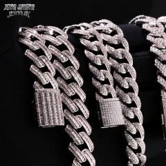 Pass Diamond Tester Promotion 14mm Hip Hop Jewelry Cuban Link Chain Iced Out Diamond Moissanite D Color VVS 925 Silver Necklace