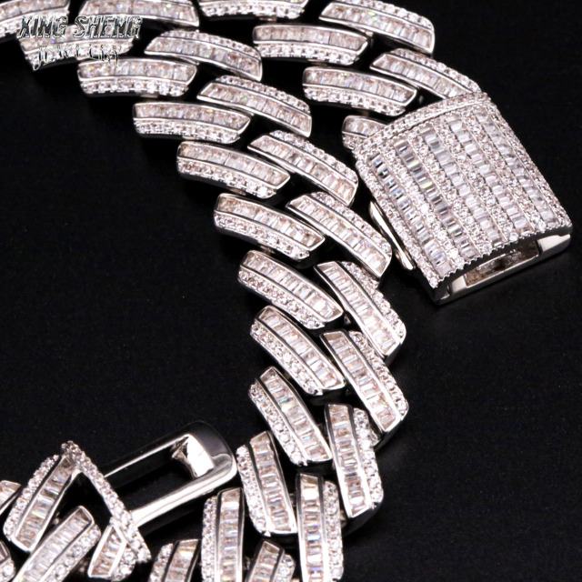 GRA Certified Men Jewelry Necklace Pass Diamond Tester 925 Sterling Silver 15MM Baguette VVS Moissanite Iced Out Cuban Link Chain