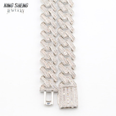 GRA Certified Men Jewelry Necklace Pass Diamond Tester 925 Sterling Silver 15MM Baguette VVS Moissanite Iced Out Cuban Link Chain