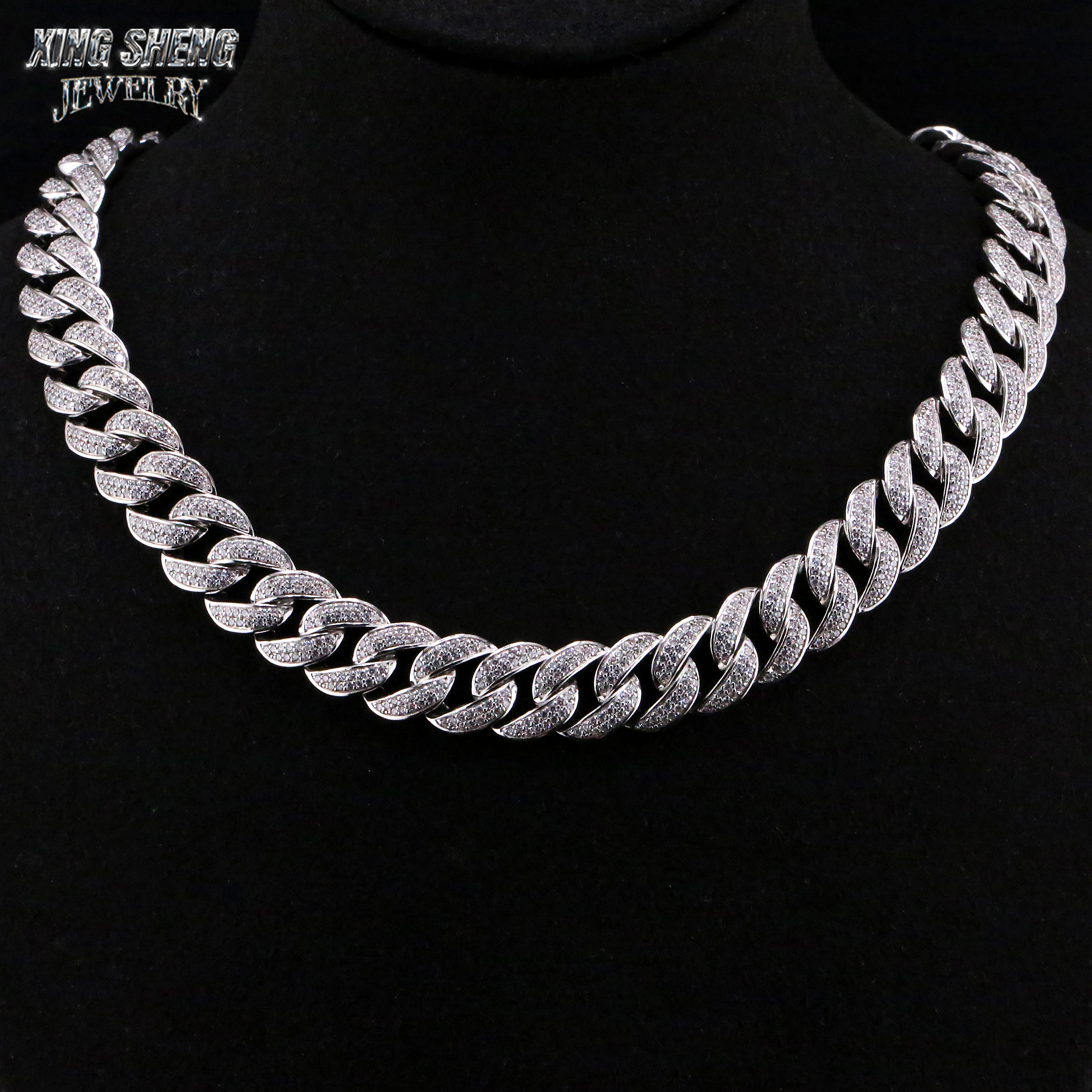 Pass Diamond Tester Promotion 14mm Hip Hop Jewelry Cuban Link Chain Iced Out Diamond Moissanite D Color VVS 925 Silver Necklace