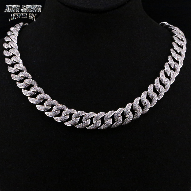 Pass Diamond Tester Promotion 14mm Hip Hop Jewelry Cuban Link Chain Iced Out Diamond Moissanite D Color VVS 925 Silver Necklace