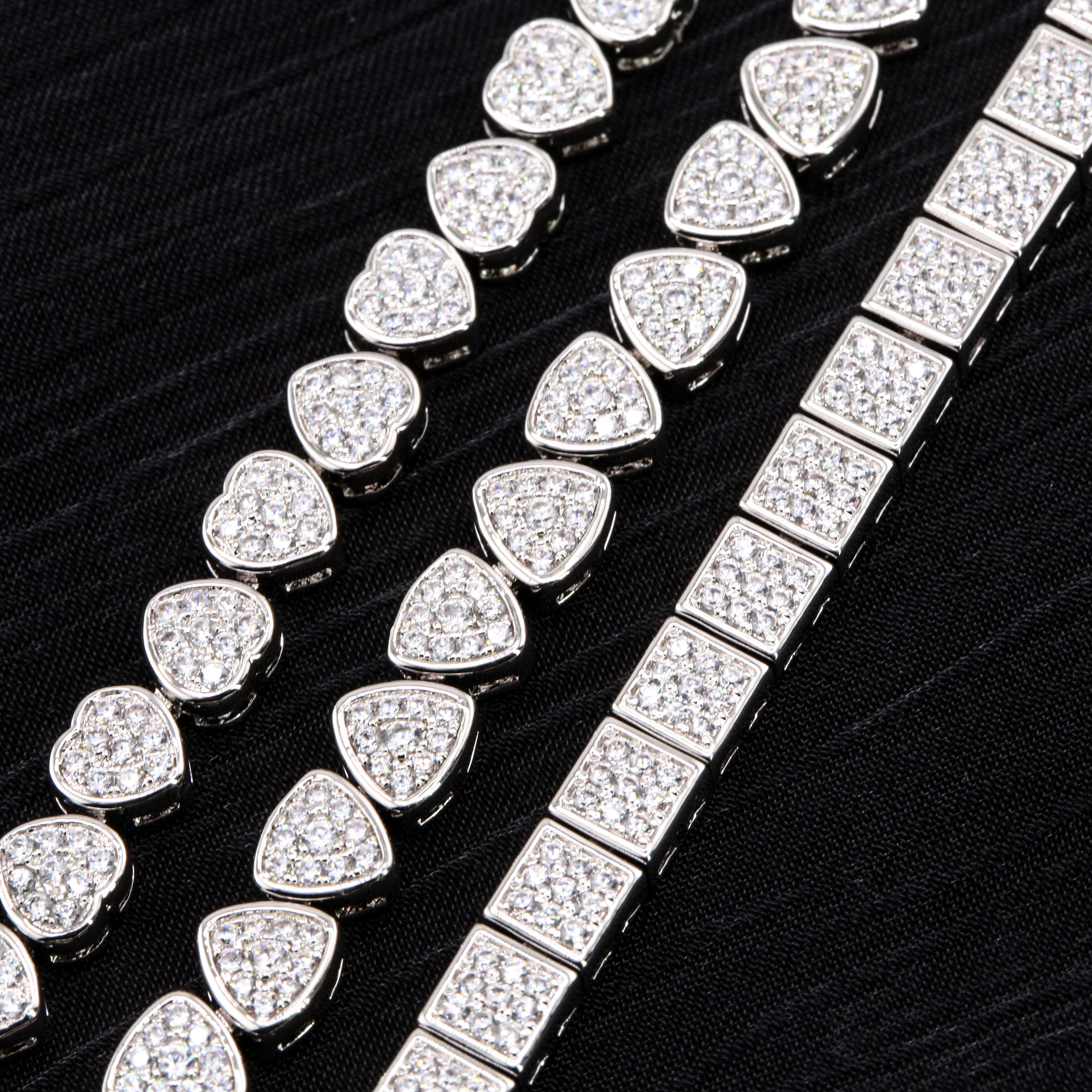 Fashion Fine Jewelry Sterling Silver 925 VVS 5.5MM Moissanite Lab Diamond Hip Hop Iced Out Jewelry Cuban Link Chain Bracelet Men