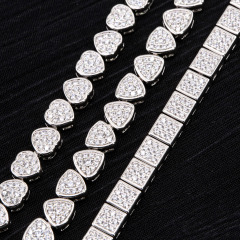 Fashion Fine Jewelry Sterling Silver 925 VVS 5.5MM Moissanite Lab Diamond Hip Hop Iced Out Jewelry Cuban Link Chain Bracelet Men
