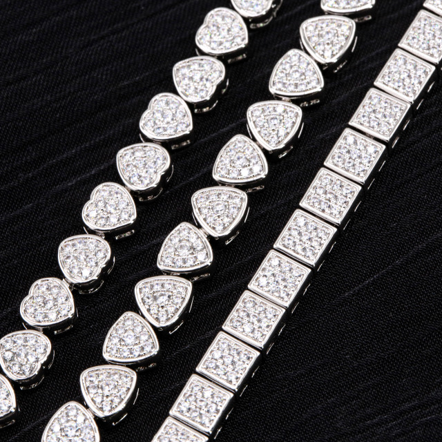 Fashion Fine Jewelry Sterling Silver 925 VVS 5.5MM Moissanite Lab Diamond Hip Hop Iced Out Jewelry Cuban Link Chain Bracelet Men