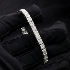 Fashion Fine Jewelry Sterling Silver 925 VVS 5.5MM Moissanite Lab Diamond Hip Hop Iced Out Jewelry Cuban Link Chain Bracelet Men