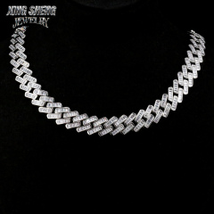 New Designs Pass Diamond Tester Hip Hop Jewelry 925 Silver Iced Out Pass Diamond Tester Baguette 13MM D VVS Moissanite Cuban Link Chain