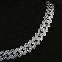 New Designs Pass Diamond Tester Hip Hop Jewelry 925 Silver Iced Out Pass Diamond Tester Baguette 13MM D VVS Moissanite Cuban Link Chain