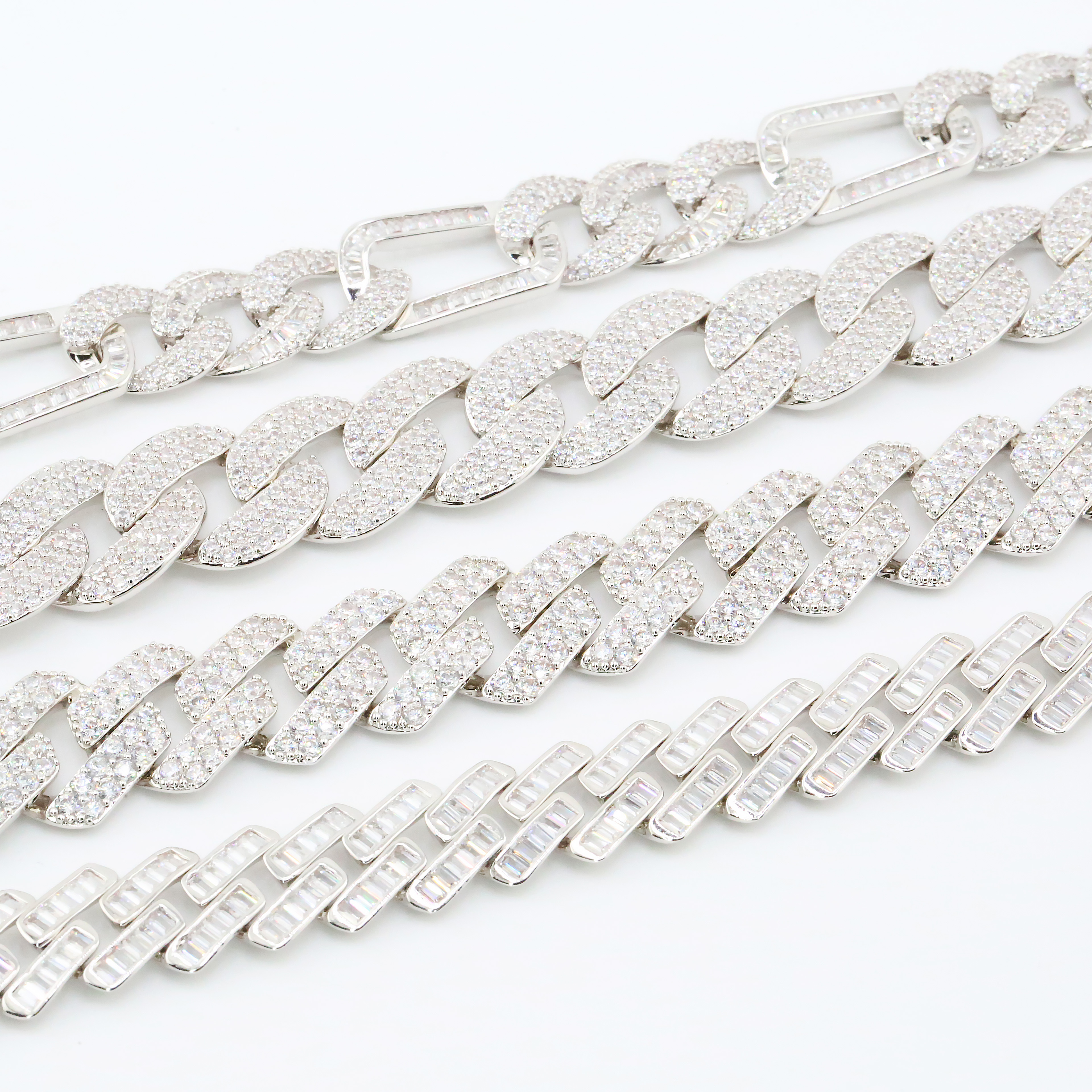 New Designs Pass Diamond Tester Hip Hop Jewelry 925 Silver Iced Out Pass Diamond Tester Baguette 13MM D VVS Moissanite Cuban Link Chain