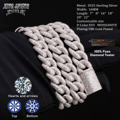 16mm Wide 925 Sterling Silver Full Diamond Moissanite Hip Hop Cuban Link Chain – Factory Direct Wholesale Bulk Supplier for High-Quality Hip Hop Jewelry