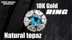 Vintage Art Deco Asscher Cut Natural London Blue Topaz & Pear Moissanite Floral Halo Engagement Ring in 18K Solid Gold (6A VVS Excellent Cut)