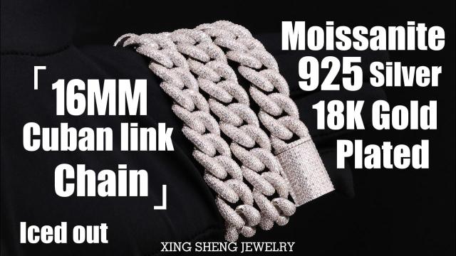 16mm Wide 925 Sterling Silver Full Diamond Moissanite Hip Hop Cuban Link Chain – Factory Direct Wholesale Bulk Supplier for High-Quality Hip Hop Jewelry