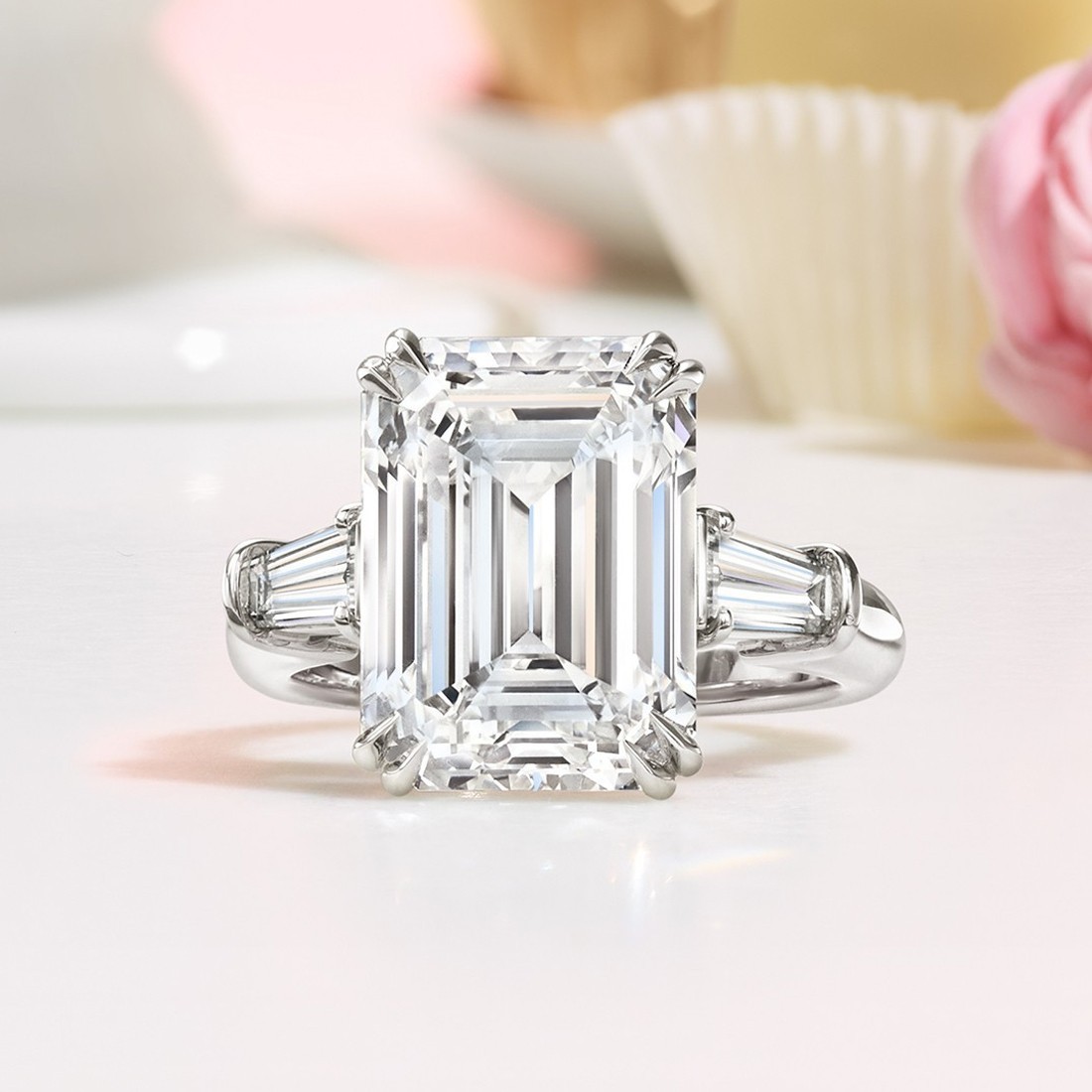 IGI certificate 1.06ct E color VVS2 3Excellent Emerald cut Lab Diamond 18K gold Wedding diamond ring