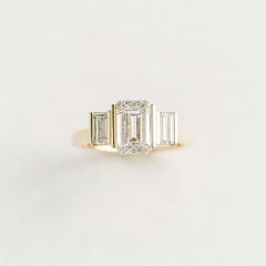 1.50ctw Emerald Cut Three-Stone Lab-Grown Diamond Engagement Ring | 14K Solid Gold | Manufacturer Direct