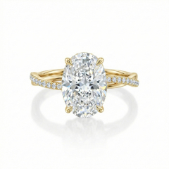 Top view of 2.5ct Oval Lab Diamond Ring showing E color and VS1 clarity