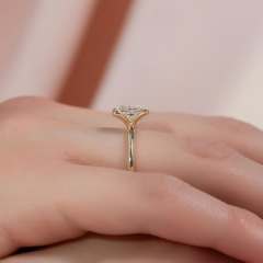 Woman Wearing Snag Free Half Bezel Princess Cut Lab Diamond Ring on Hand for Active Lifestyle