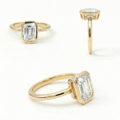 Sparkling light performance and brilliance of a 1.50ct emerald cut lab diamond bezel ring.