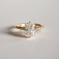 3 Carat Elongated Cushion Cut Lab Grown Diamond Engagement Ring in 14K Gold (E Color, VVS2, 3EX, IGI Certified)